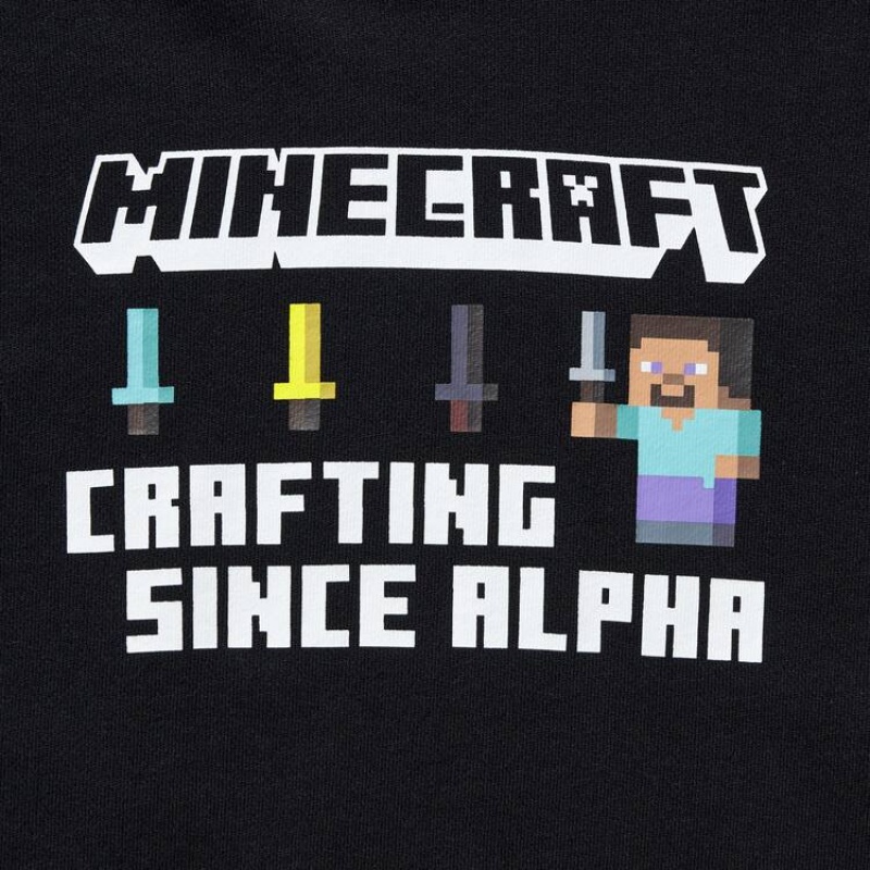 Dětské Mikina s Kapucí Uniqlo Minecraft Ut Grafická Sweat Černé | EZUIGKP-51