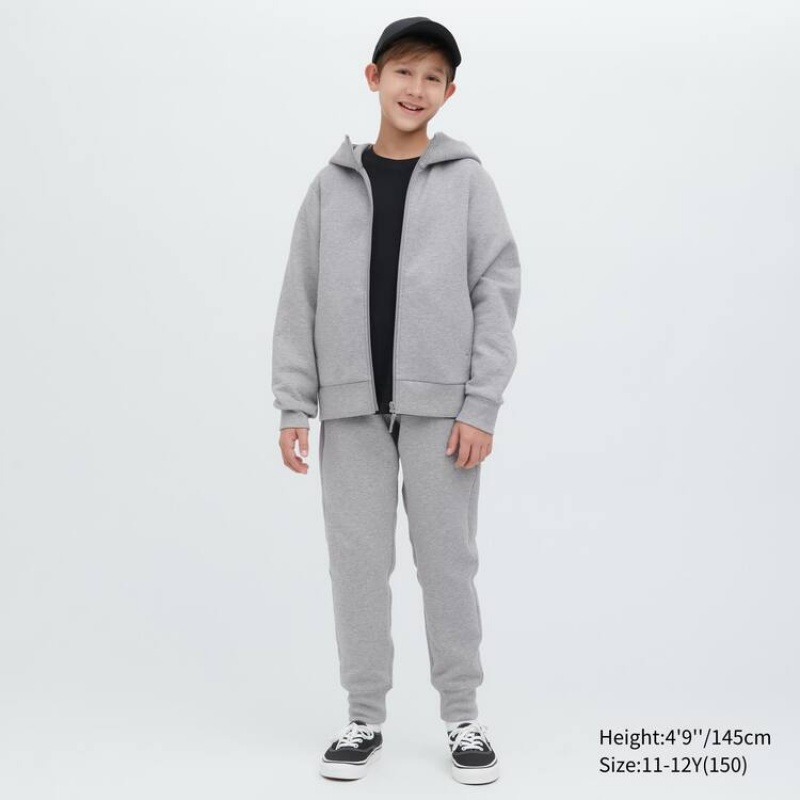 Dětské Mikina s Kapucí Uniqlo Ultra Stretch Dry Sweat Zipped Šedé | JBEQDUS-38