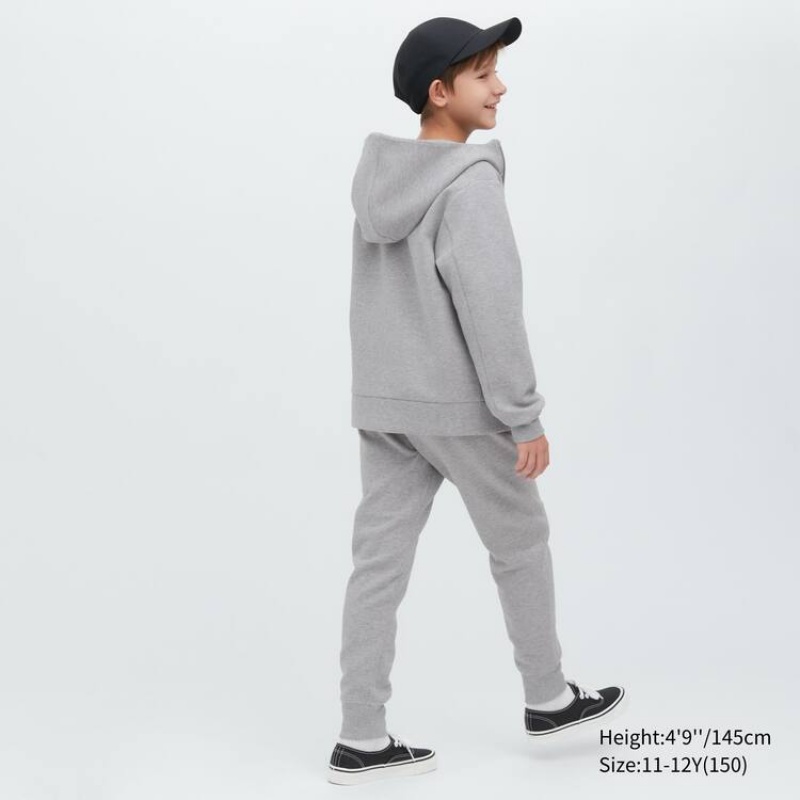 Dětské Mikina s Kapucí Uniqlo Ultra Stretch Dry Sweat Zipped Šedé | JBEQDUS-38