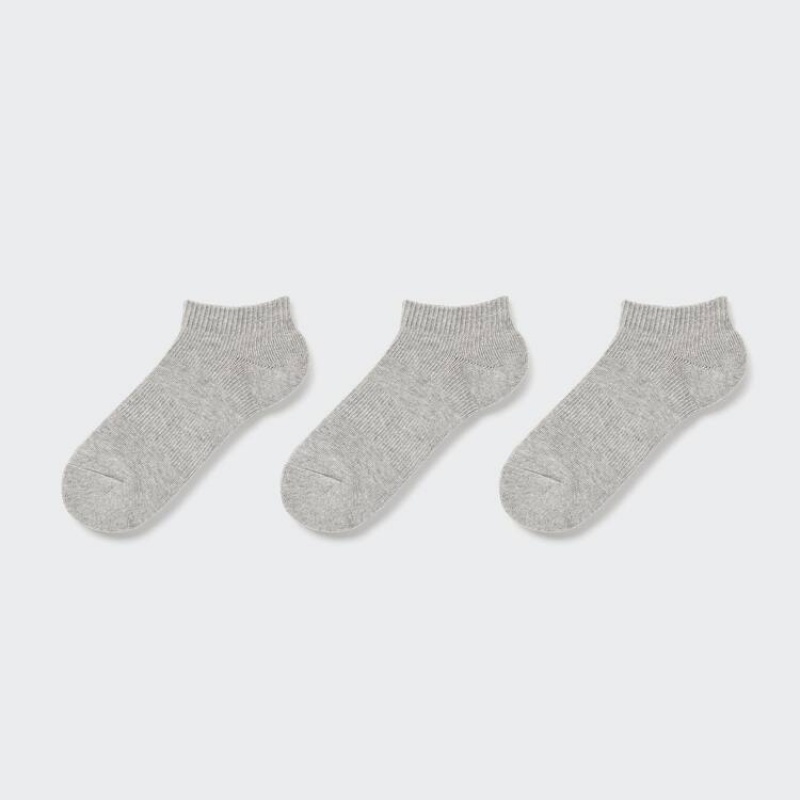 Dětské Ponožky Uniqlo Krátké (Three Pairs) Šedé | WHVADTL-68