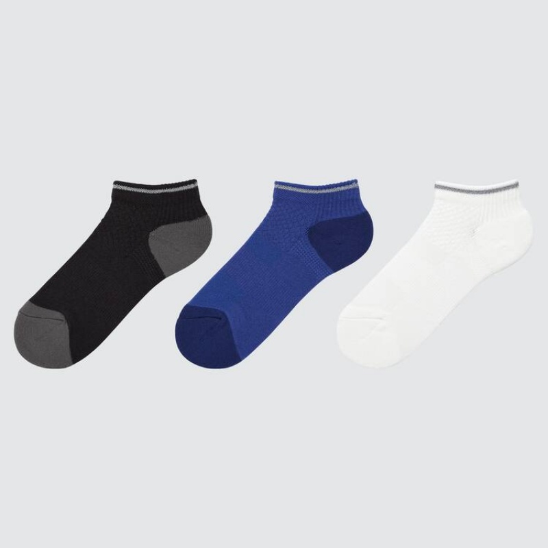 Dětské Ponožky Uniqlo Krátké (Three Pairs) Černé Blankyt Bílé | RNOKBJP-68