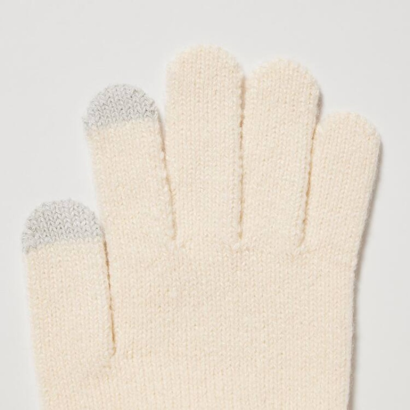 Dětské Rukavice Uniqlo Heattech Pletené Gloves Bílé | QGXYELO-01