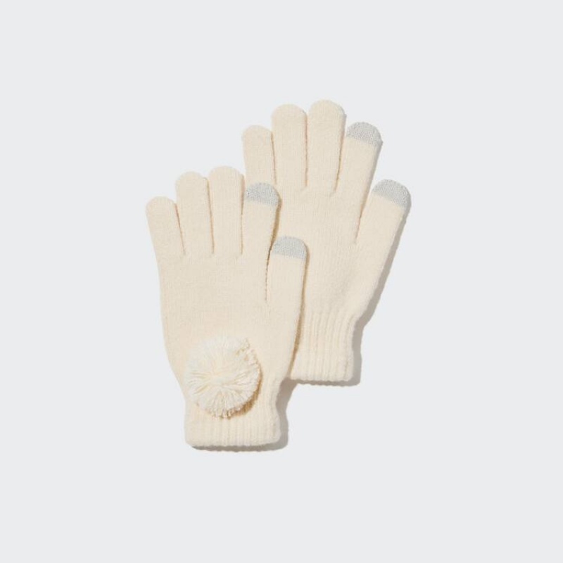 Dětské Rukavice Uniqlo Heattech Pletené Gloves Bílé | QGXYELO-01