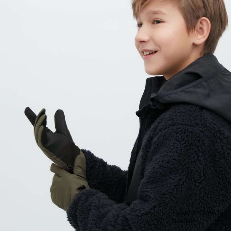 Dětské Rukavice Uniqlo Heattech Podšité Touchscreen Thermal Gloves Olivy Zelené | KNLFWZP-64