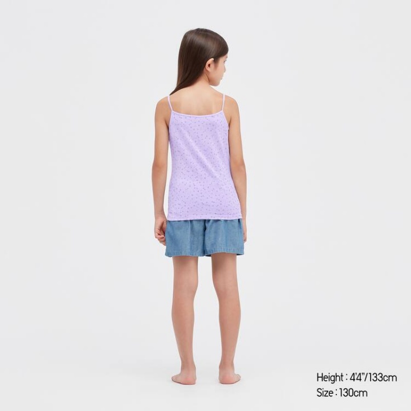 Dětské Topy Uniqlo Airism Bavlněné Blend Printed Camisole Světle Fialové | DHCTOGW-63