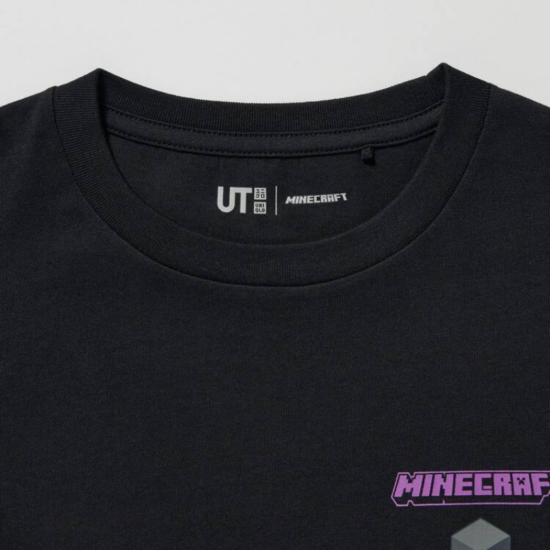 Dětské Tričko Uniqlo Minecraft Ut Grafická Černé | SINHZUV-26