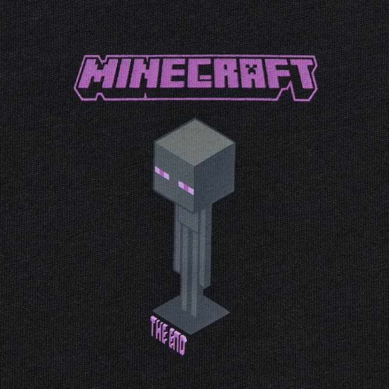 Dětské Tričko Uniqlo Minecraft Ut Grafická Černé | SINHZUV-26