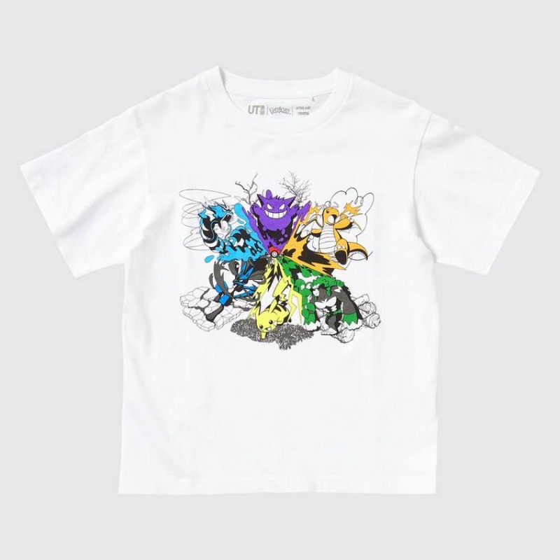 Dětské Tričko Uniqlo Pokémon Meets Artist Ut Grafická Bílé | EWTKUGI-40