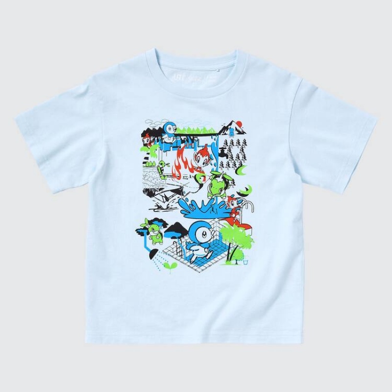 Dětské Tričko Uniqlo Pokémon Meets Artist Ut Grafická Světle Blankyt | JCUTRWD-53