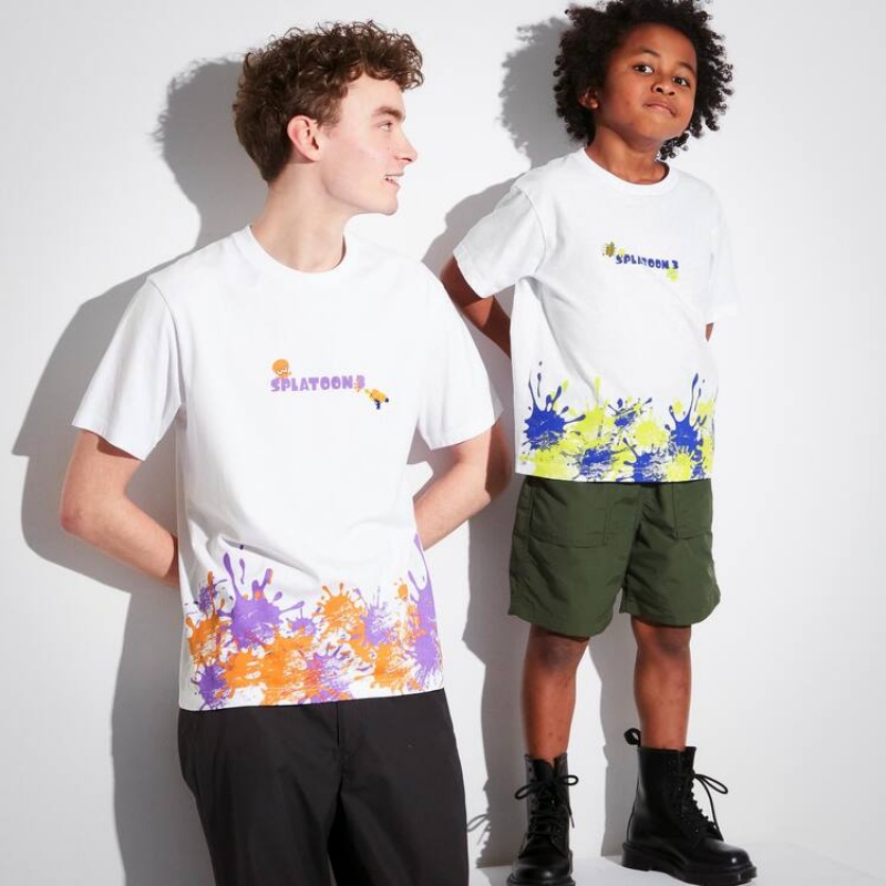 Dětské Tričko Uniqlo Splatoon 3 Ut Grafická Bílé | ESVBMGN-15