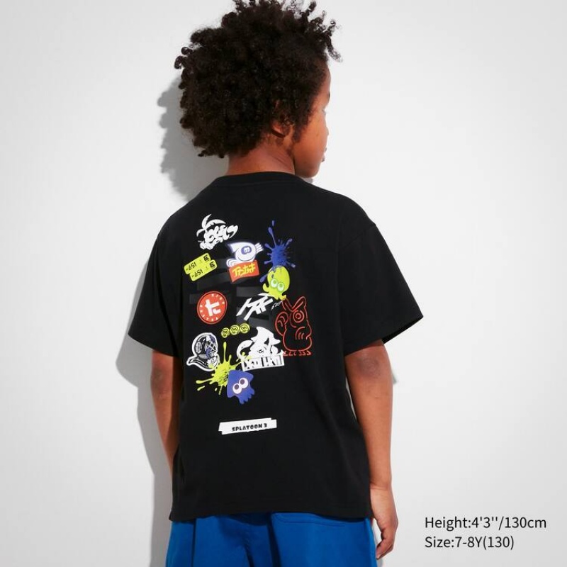 Dětské Tričko Uniqlo Splatoon 3 Ut Grafická Černé | LJXVHBY-64