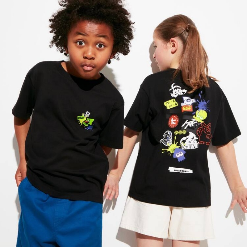 Dětské Tričko Uniqlo Splatoon 3 Ut Grafická Černé | LJXVHBY-64