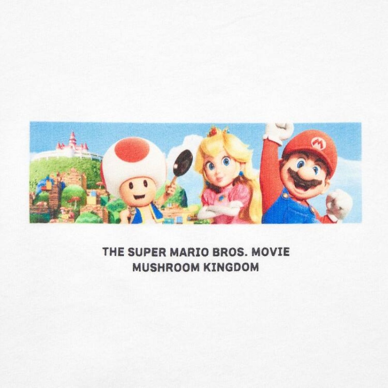 Dětské Tričko Uniqlo The Super Mario Bros Movie Ut Grafická Bílé | ZEGCNYJ-36