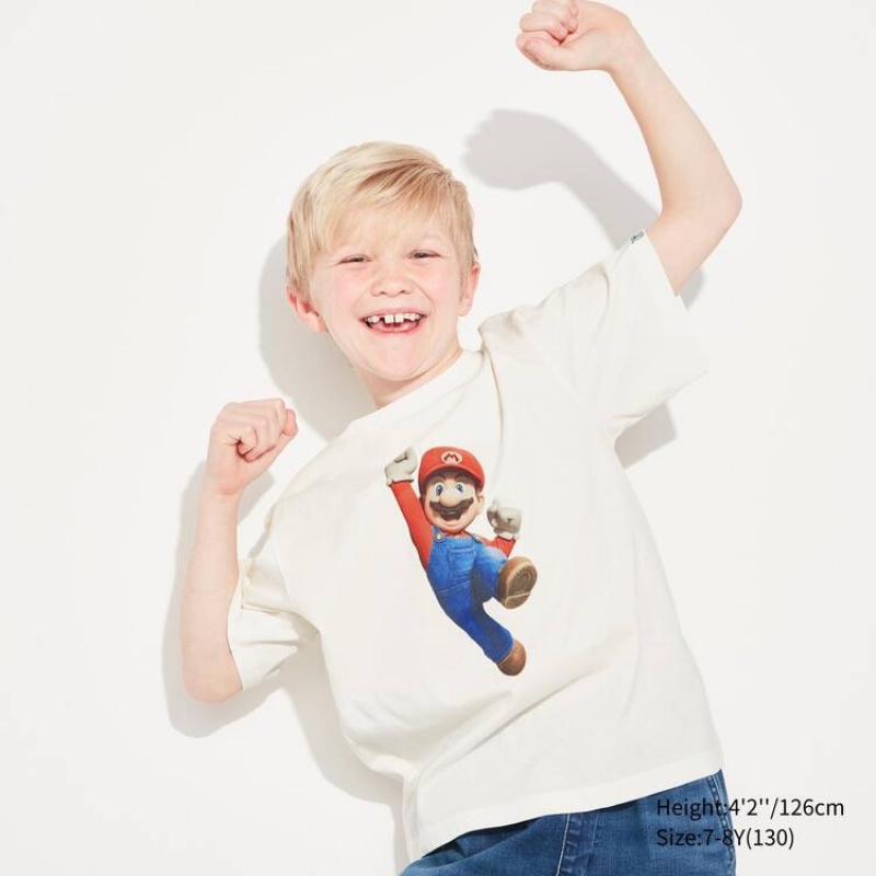 Dětské Tričko Uniqlo The Super Mario Bros Movie Ut Grafická Bílé | MUVXQRZ-83