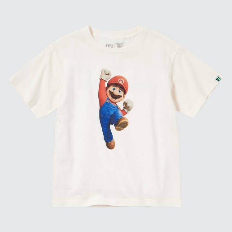 Dětské Tričko Uniqlo The Super Mario Bros Movie Ut Grafická Bílé | MUVXQRZ-83