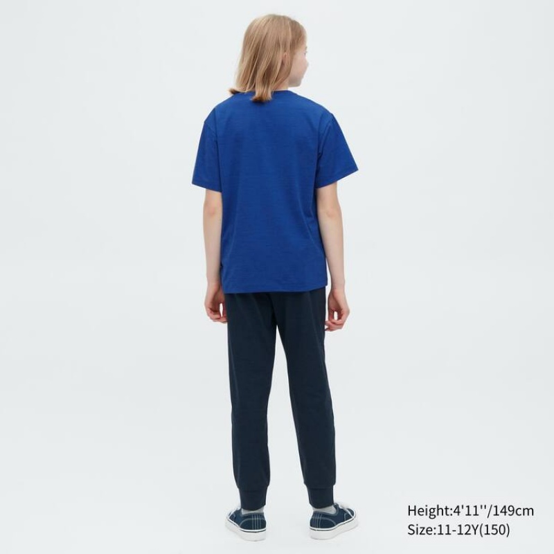 Dětské Tričko Uniqlo Ultra Stretch Dry-ex Crew Neck Krátké Sleeved Blankyt | YCMQRUJ-25