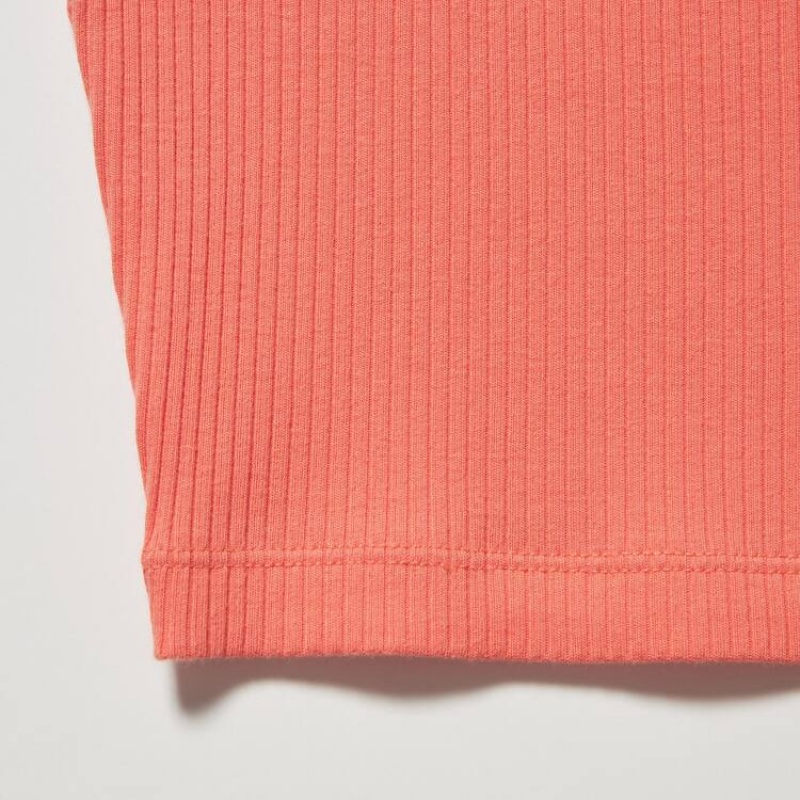 Dětské Tričko Uniqlo Žebrovaný Cropped Oranžové | JOLQVGM-32