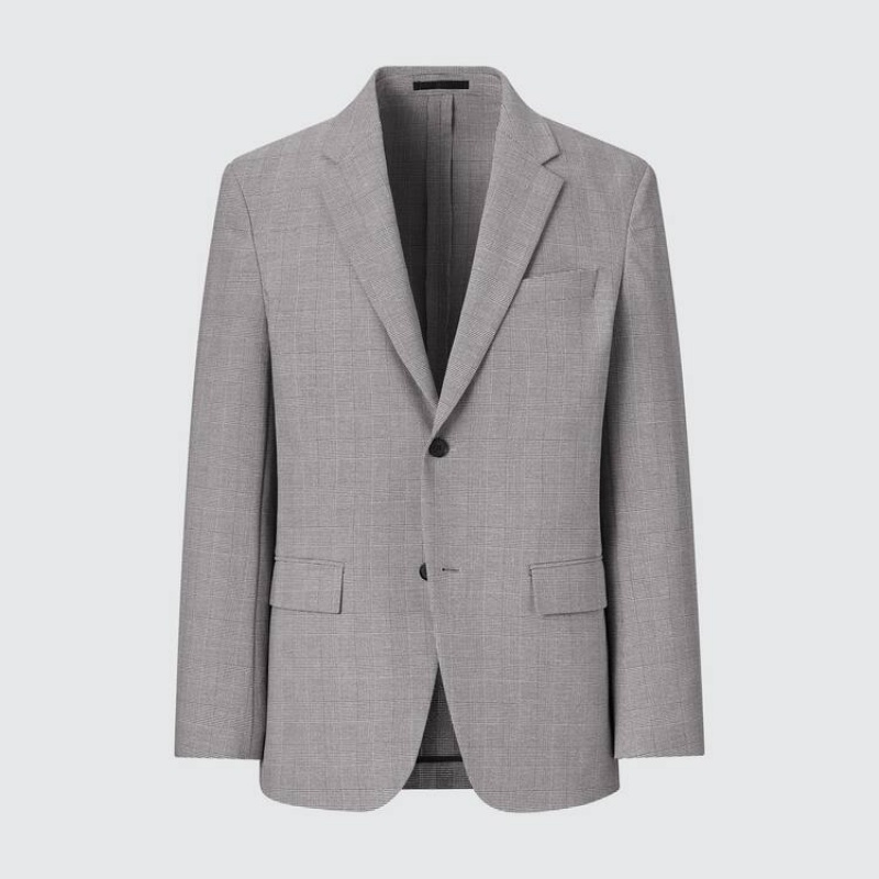 Pánské Bundy Uniqlo Airsense Ultra Light Glen Checked Šedé | CXLJTPO-68