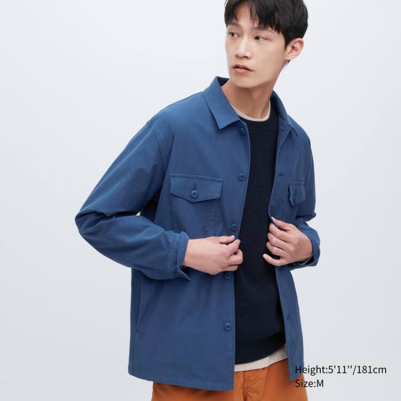 Pánské Bundy Uniqlo Jersey Overshirt Blankyt | CWVZUIO-13