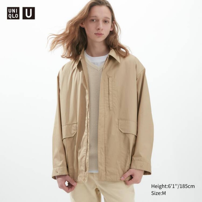 Pánské Bundy Uniqlo U Oversized Utility Béžový | EMUYZBC-25