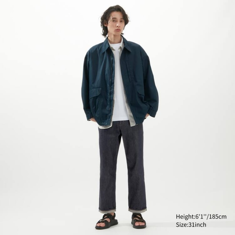 Pánské Džíny Uniqlo Selvedge Regular Fit Tmavě Blankyt | SOKRGQF-62