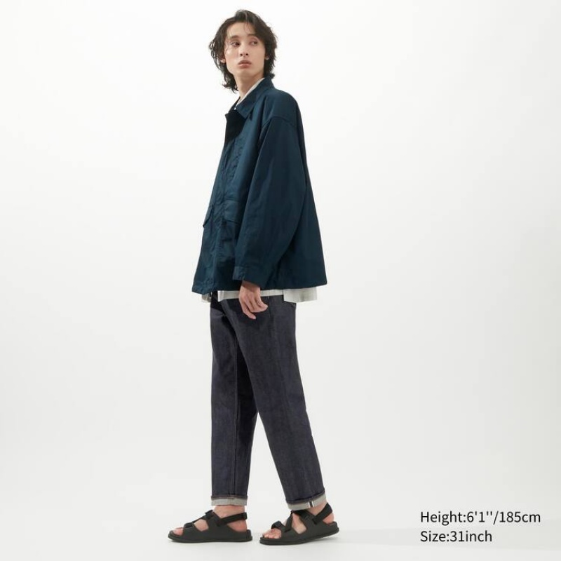 Pánské Džíny Uniqlo Selvedge Regular Fit Tmavě Blankyt | SOKRGQF-62