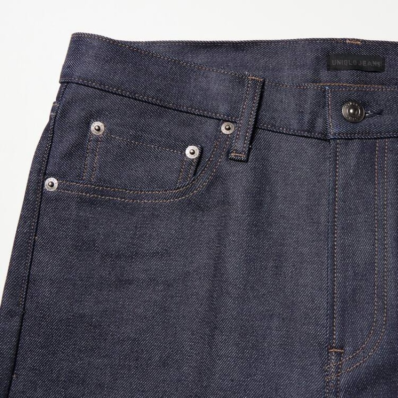 Pánské Džíny Uniqlo Selvedge Stretch Slim Fit Tmavě Blankyt | NPYBLET-56