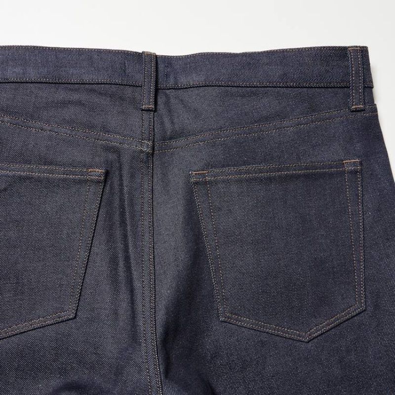 Pánské Džíny Uniqlo Selvedge Stretch Slim Fit Tmavě Blankyt | NPYBLET-56