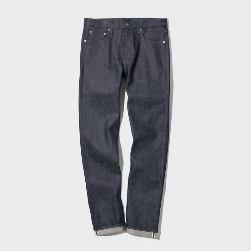 Pánské Džíny Uniqlo Selvedge Stretch Slim Fit Tmavě Blankyt | NPYBLET-56