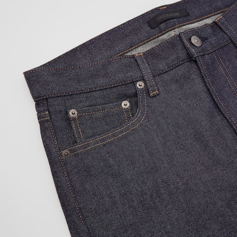 Pánské Džíny Uniqlo Selvedge Stretch Slim Fit (2020 Season) Tmavě Blankyt | KTRMCYE-14