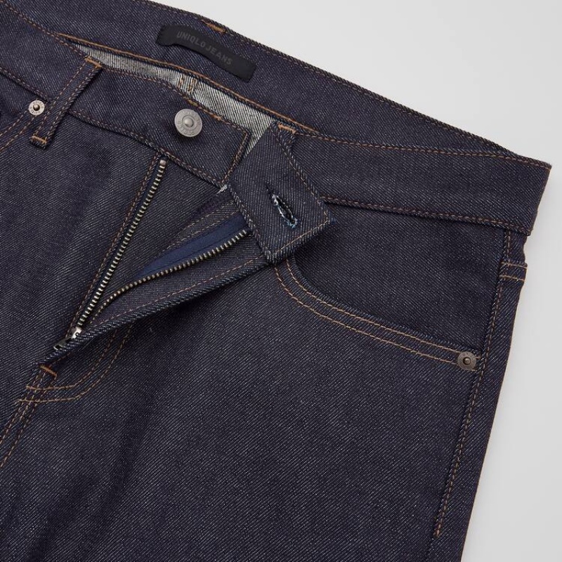 Pánské Džíny Uniqlo Selvedge Stretch Slim Fit (2020 Season) Tmavě Blankyt | KTRMCYE-14