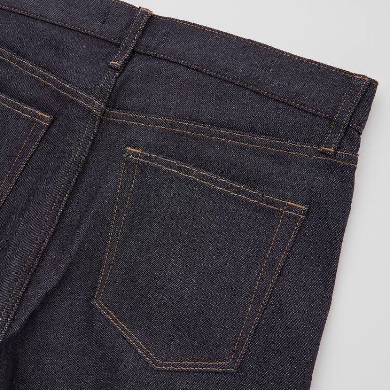 Pánské Džíny Uniqlo Selvedge Stretch Slim Fit (2020 Season) Tmavě Blankyt | KTRMCYE-14