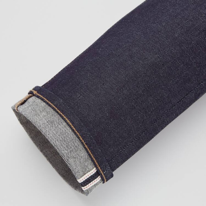 Pánské Džíny Uniqlo Selvedge Stretch Slim Fit (2020 Season) Tmavě Blankyt | KTRMCYE-14