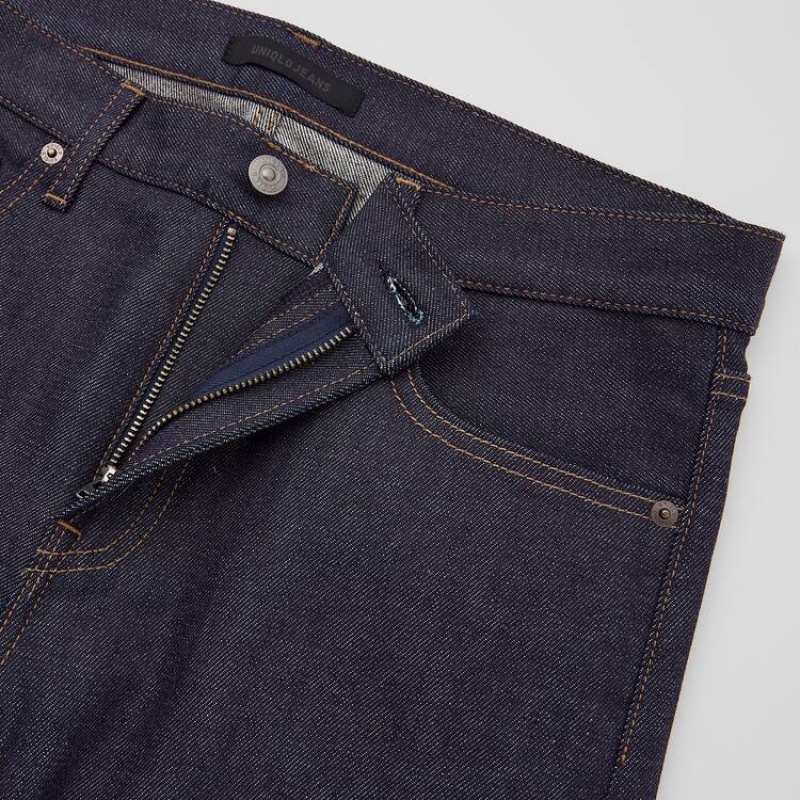 Pánské Džíny Uniqlo Selvedge Stretch Slim Fit (2021 Season) Tmavě Blankyt | WULXRYK-24