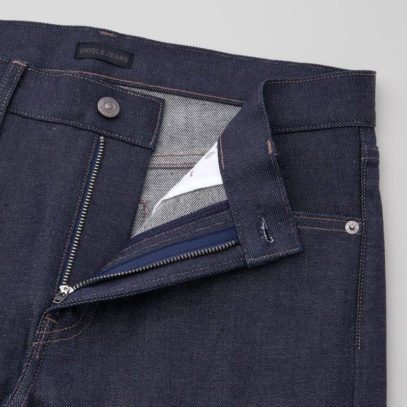 Pánské Džíny Uniqlo Selvedge Stretch Slim Fit (2021 Season) Tmavě Blankyt | TJLYGNX-83