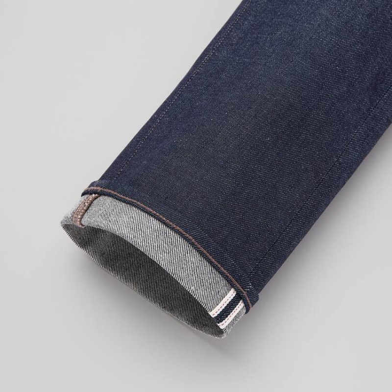 Pánské Džíny Uniqlo Selvedge Stretch Slim Fit (2021 Season) Tmavě Blankyt | TJLYGNX-83