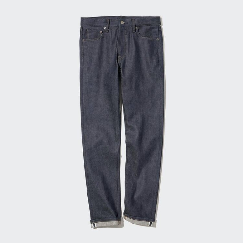 Pánské Džíny Uniqlo Selvedge Stretch Slim Fit Tmavě Blankyt | YOJGITU-60