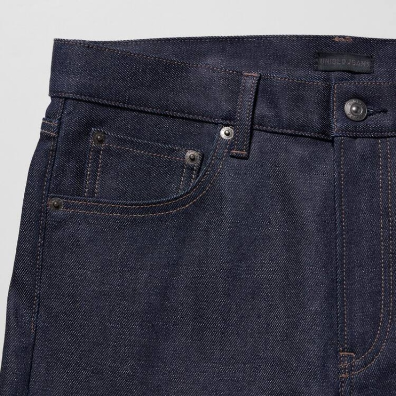 Pánské Džíny Uniqlo Stretch Selvedge Slim Fit Tmavě Blankyt | PJFDYMH-40