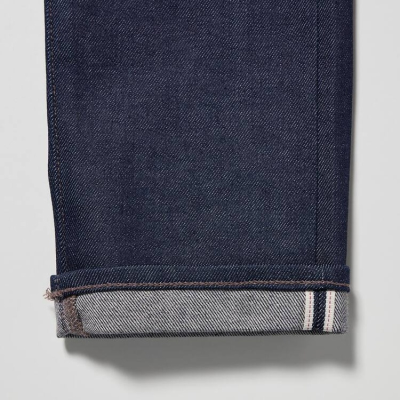 Pánské Džíny Uniqlo Stretch Selvedge Slim Fit Tmavě Blankyt | PJFDYMH-40