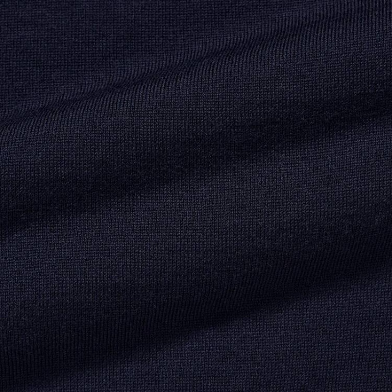 Pánské Jumpers Uniqlo 100% Extra Fine Merino Collar Tmavě Blankyt | KTBJPCR-04