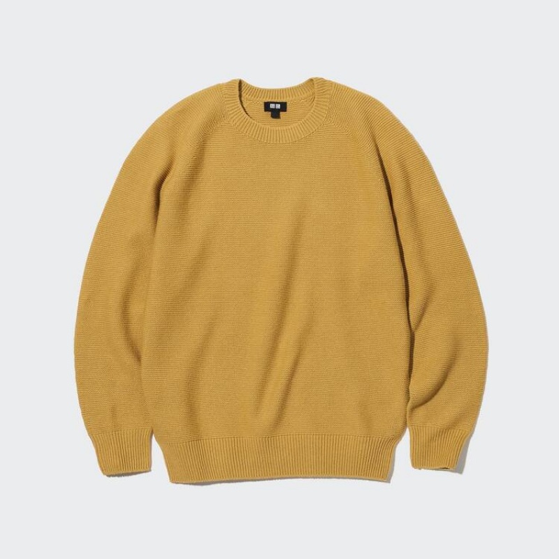 Pánské Jumpers Uniqlo 3d Knit Seamless Crew Neck Žluté | XNSRZMJ-27