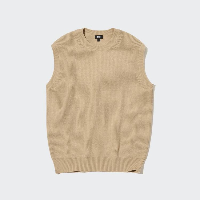 Pánské Jumpers Uniqlo Middle Gauge Pletené Crew Neck Béžový | RQHMNJE-37