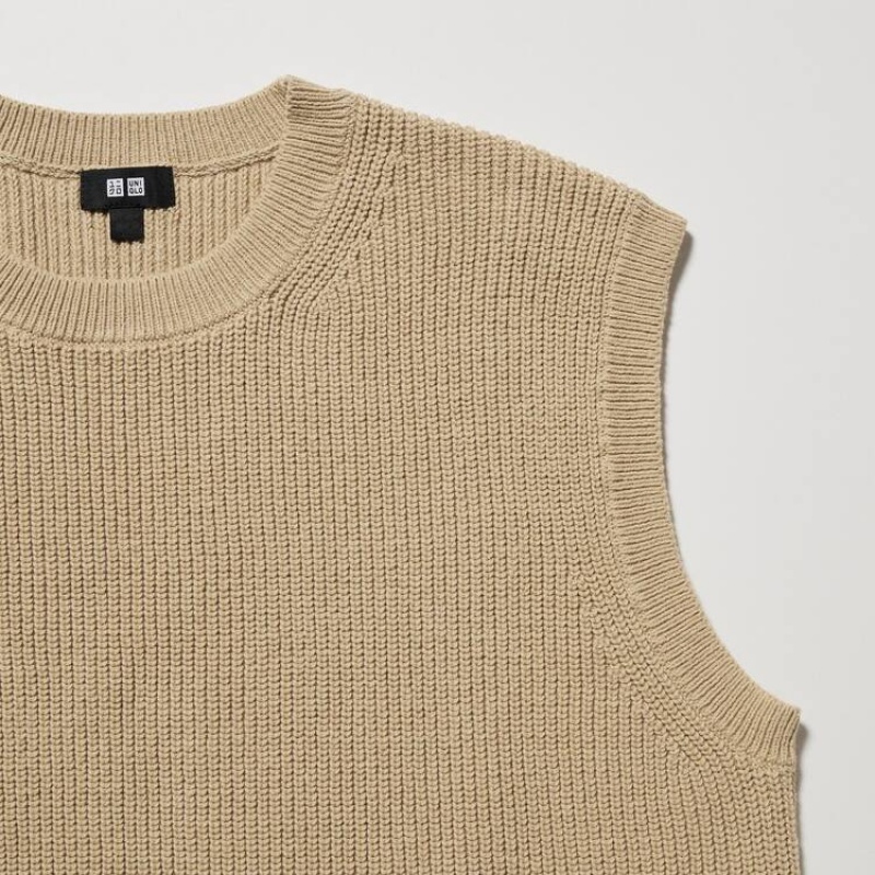 Pánské Jumpers Uniqlo Middle Gauge Pletené Crew Neck Béžový | RQHMNJE-37