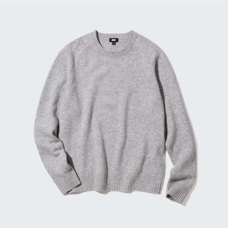 Pánské Jumpers Uniqlo Premium Lambswool Crew Neck (2021 Season) Šedé | FSADIYO-19