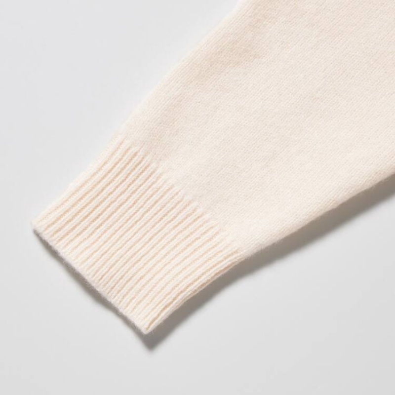 Pánské Jumpers Uniqlo Premium Lambswool Turtleneck Bílé | XGMKOCV-14