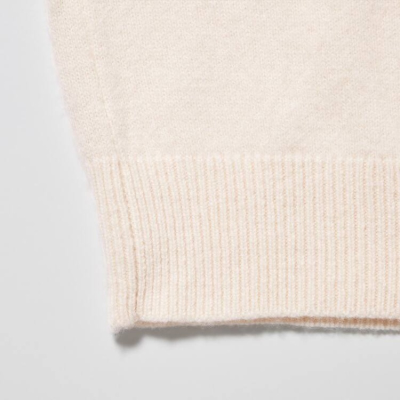 Pánské Jumpers Uniqlo Premium Lambswool Turtleneck Bílé | XGMKOCV-14