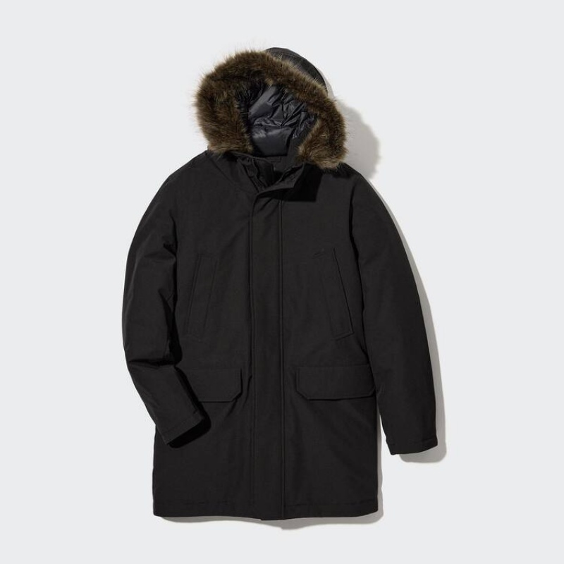 Pánské Kabáty Uniqlo Ultra Warm Hybridní Down Černé | MQNJSVY-98