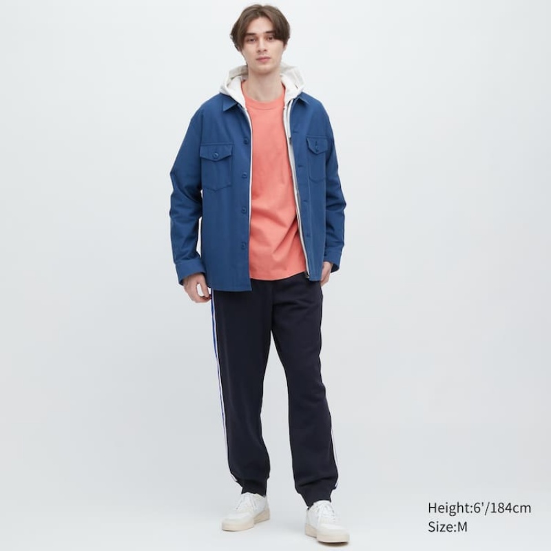 Pánské Kalhoty Jogger Uniqlo Side Pruhovaný Tmavě Blankyt | XFHSNGA-87