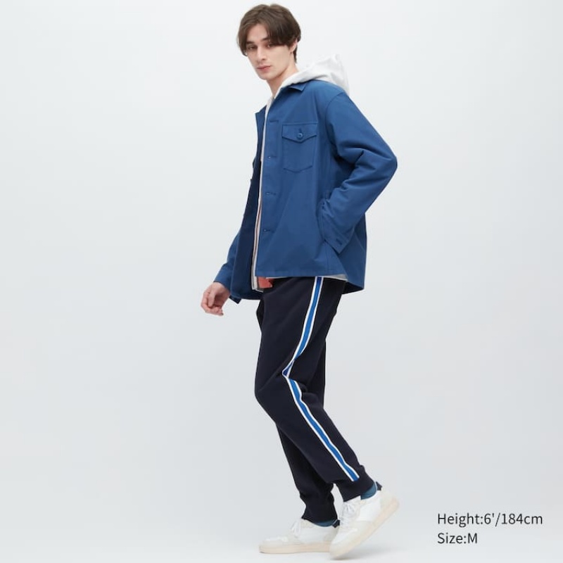 Pánské Kalhoty Jogger Uniqlo Side Pruhovaný Tmavě Blankyt | XFHSNGA-87