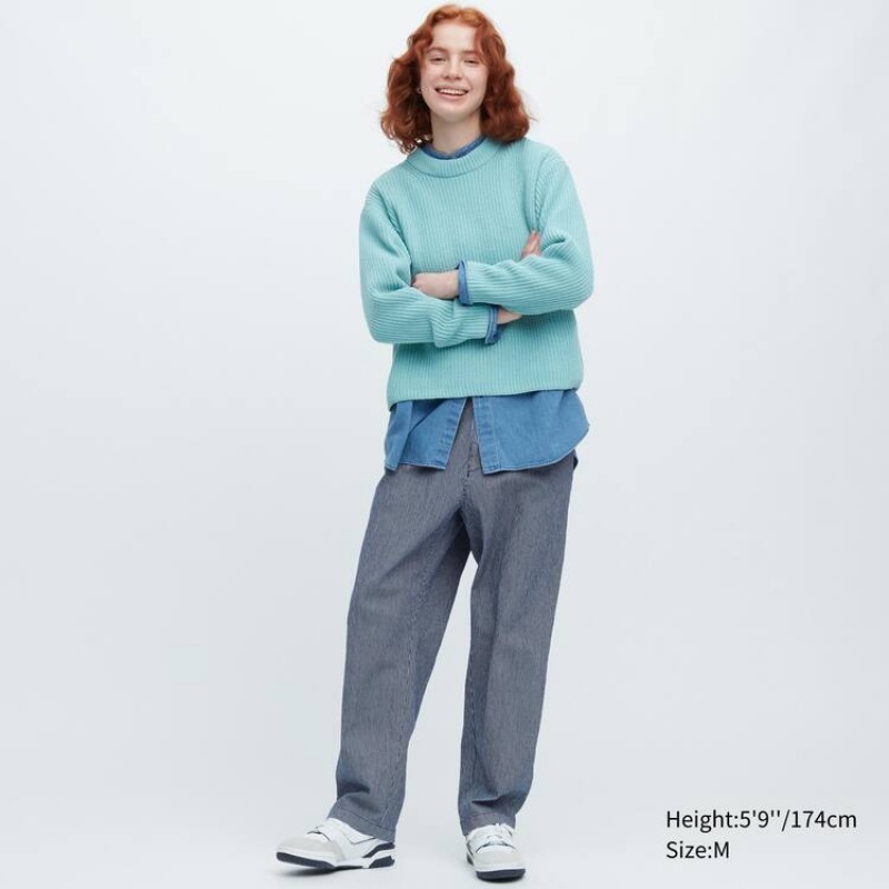 Pánské Kalhoty Uniqlo Bavlněné Hickory Relaxed Fit Ankle Length Blankyt | HBLGRNE-91